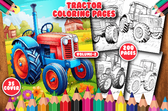 200 Tractor Coloring Pages for Kids V-2