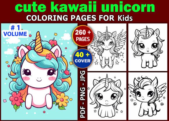 260 Cute Kawaii Unicorn Coloring Pages