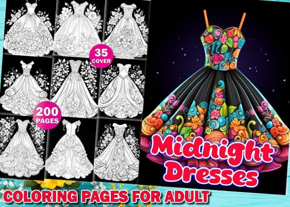 Adults Midnight Dresses Coloring Pages