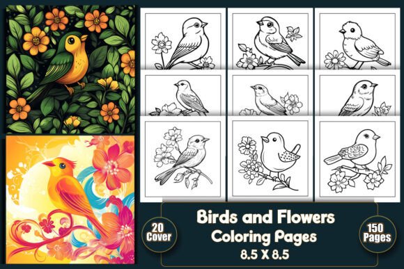 Birds and Flowers Coloring Pages