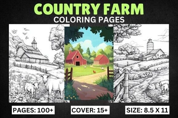 Country Farm Coloring Book for Adults
