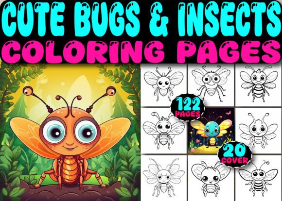 Cute Bugs Insects Coloring Book Pages