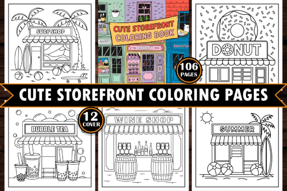Cute Storefront Coloring Pages for Adult
