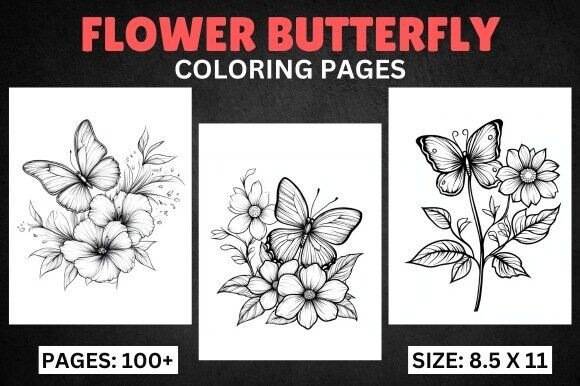 Flower Butterfly Coloring Pages: A High-Resolution, Ready-to-Use Interior Solution for Your KDP Coloring Book