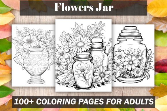 Jar Inside Flowers Coloring Book Bundle