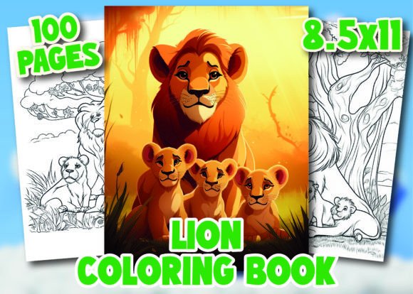 Lion Coloring 2 Pages for Kids