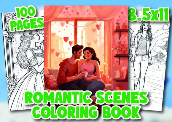 Romantic Scenes 3 Coloring Pages for Adult