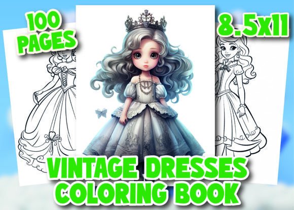 Vintage Dresses 16 Coloring Book for Adults