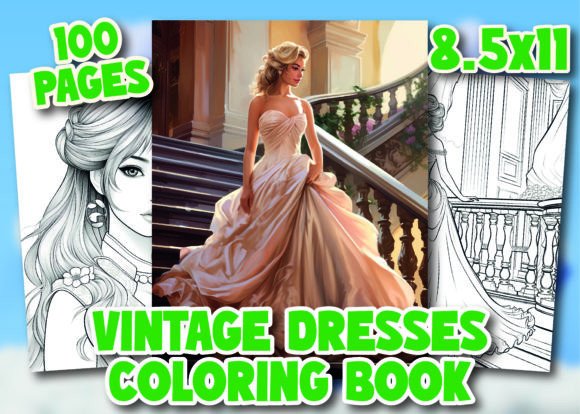 Vintage Dresses 8 Coloring Book for Adults